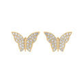 Boucles d'oreille sur Artemare : Boucles d'oreille tige en vermeil forme papillon avec oxydes blancs sertis