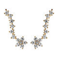 Boucles d'oreille sur Artemare : Boucles d'oreille de lobe en vermeil motif fleur et tige d'oxydes blancs sertis