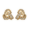 Boucles d'oreille tige en vermeil 3 boucles entrelac&eacute;es avec oxydes blancs sertis Artemare