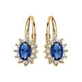 Boucles d'oreille sur Artemare : Boucles d'oreille dormeuse en vermeil avec au centre une perle bleue et contour d'oxydes blancs sertis