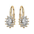 Boucles d'oreille dormeuse en vermeil avec au centre une pierre blanche et contour d'oxydes blancs sertis