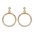 Boucles d'oreille tige en vermeil cercle &eacute;vid&eacute; orn&eacute; d'oxydes blancs sertis