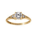 Bague en vermeil solitaire avec triangle d'oxydes blanc serti 4 griffes Artemare