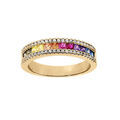 Bague en vermeil demi rail empierr&eacute;s multi couleurs et oxydes blancs sertis Artemare