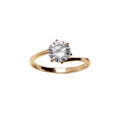 Bague en vermeil solitaire en oxyde serti 6 griffes sur monture tournante Artemare