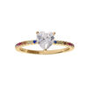 Bague en vermeil demi rail d'oxydes multi couleur et oxyde blanc forme co eur serti