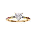 Bague en vermeil demi rail d'oxydes multi couleur et oxyde blanc forme co eur serti Artemare