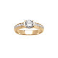 Bague en vermeil pierre blanche centrale et rail de pierres Artemare