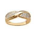 Bague crois&eacute;e simple en vermeil avec oxydes sertis blancs