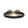 Bague en vermeil c&eacute;ramique noire avec oxydes blancs sertis Artemare