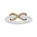 Bague en vermeil c&eacute;ramique blanche avec oxydes blancs sertis