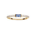 Bagues sur Artemare : Bague en vermeil demi rail oxydes blancs et un oxyde bleu central