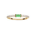 Bague en vermeil demi rail d'oxydes blancs et un oxyde vert central