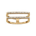 Bague en vermeil double anneau avec deux rails horizontaux d'oxydes blancs sertis Artemare