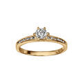 Bague en vermeil avec oxyde blanc serti 6 griffes et sertissage d'oxydes blancs sur le dessus de l'anneau