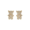 Boucles d'oreille sur Artemare : Boucles d'oreille tige en argent dor&eacute; avec ourson orn&eacute; d'oxydes blancs