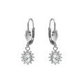 Boucles d'oreille sur Artemare : Boucles d'oreille dormeuse en argent rhodi&eacute; avec oxyde central blanc entour&eacute; d'oxydes blancs 7.5mm x 9.5mm
