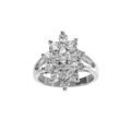 Bague en argent rhodi&eacute; marquise avec oxydes blancs