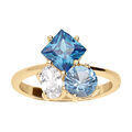 Bague en vermeil 3 oxydes bleus et blanc sertis
