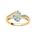 Bague en vermeil avec oxyde bleu ciel et volute d'oxydes blancs Artemare