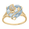 Bague en vermeil coeur avec oxyde ciel avec volute