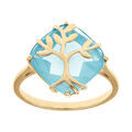 Bague en vermeil avec oxyde fond bleu ciel et arbre de vie Artemare