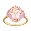 Bague en vermeil avec oxyde fond rose et arbre de vie Artemare