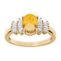 Bague en vermeil avec oxydes blancs et oxyde couleur miel
