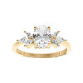 Bague en vermeil avec oxydes blancset un oxyde de chaque c&ocirc;t&eacute;