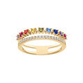 Bague en vermeil double rang&eacute;es d'oxydes multi couleurs