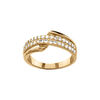 Bague en vermeil dissoci&eacute; sur le dessus, une 1/2 branche avec double rang&eacute;e de pierres blanches