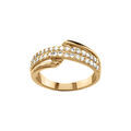 Bague en vermeil dissoci&eacute; sur le dessus, une 1/2 branche avec double rang&eacute;e de pierres blanches