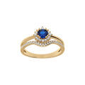 Bague double en vermeil avec oxyde bleu entour&eacute; d'oxydes blancs Artemare