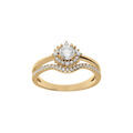 Bague double en vermeil avec oxydes blanc central entour&eacute; d'oxydes blancs Artemare