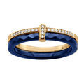 Bagues sur Artemare : Bague en vermeil double anneau un c&eacute;ramique bleu un rail d'oxydes blancs sertis