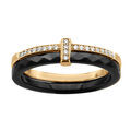 Bague en vermeil double anneau un c&eacute;ramique facette noir unrail d'oxydes micro blancs sertis