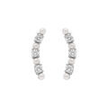 Boucles d'oreille sur Artemare : Boucles d'oreille tige en argent rhodi&eacute; cinq oxydes blancs sertis et deux perles bllanche imitation