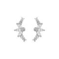 Boucles d'oreille sur Artemare : Boucles d'oreille tige en argent rhodi&eacute; demi-fleur avec oxydes blancs sertis
