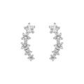 Boucles d'oreille tige en argent rhodi&eacute; cinq oxydes blancs sertis en chute