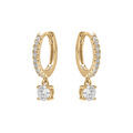 Boucles d'oreille en argent dor&eacute; cr&eacute;oles articul&eacute;e avec un oxyde blanc