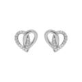 Boucles d'oreille en argent rhodi&eacute; coeur pav&eacute; d'oxydes blancs Artemare