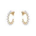 Boucles d'oreille sur Artemare : Cr&eacute;oles en argent dor&eacute; perle de culture d'eau douce blanche