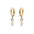 Boucles d'oreille sur Artemare : Cr&eacute;oles en argent dor&eacute; articul&eacute;es deux oxydes blancs pendants