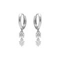 Boucles d'oreille sur Artemare : Cr&eacute;oles en argent rhodi&eacute; articul&eacute;es deux oxydes blancs pendants