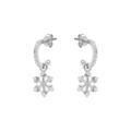 Cr&eacute;oles en argent rhodi&eacute; articul&eacute;es oxydes blancs motif flocon de neige pendant