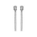 Boucles d'oreille pendante tige en argent rhodi&eacute; deux 2 rangs d'oxydes blancs sertis avec noeud Artemare