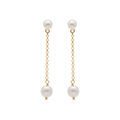 Boucles d'oreille sur Artemare : Boucles d'oreille tige pendante en argent dor&eacute; deux perles blanches imitation