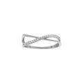 Bagues sur Artemare : Bague en argent rhodi&eacute; crois&eacute;e oxydes blancs