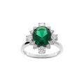 Bagues sur Artemare : Bague en argent rhodi&eacute; avec oxyde central vert et contour oxydes blancs sertis