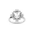 Bagues sur Artemare : Bague en argent rhodi&eacute; avec oxyde centrale blanc et contour d'oxydes blancs sertis